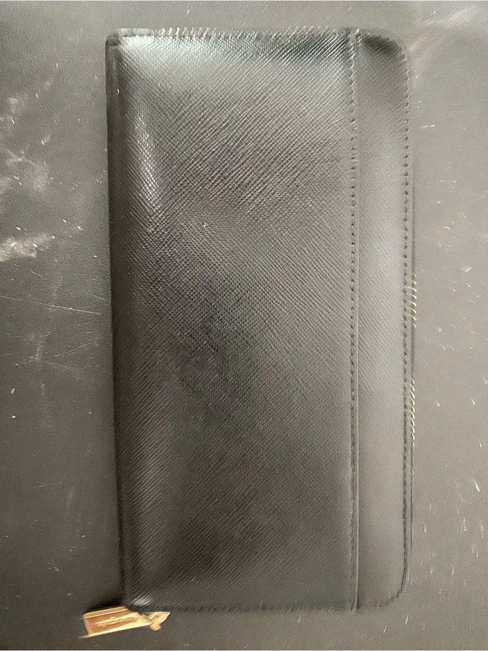 kate spade Black Saffiano Zip-Around Wallet with Gold Logo